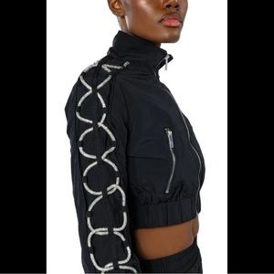 Diamond Lace Up Track Jacket + Pants Matching Set